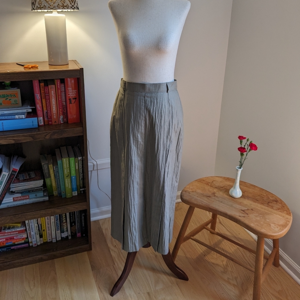 Ralph | Vintage Skirt | Midi | Crinkled Cotton | Dark Beige | Size 8